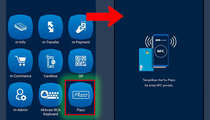 bca mobile flazz - tempelkan kartu