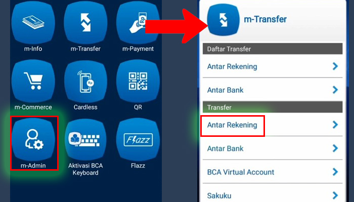 bca mobile m-transfer - antar rekening