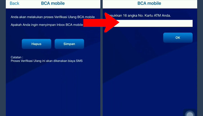 bca mobile pesan - nomor kartu atm