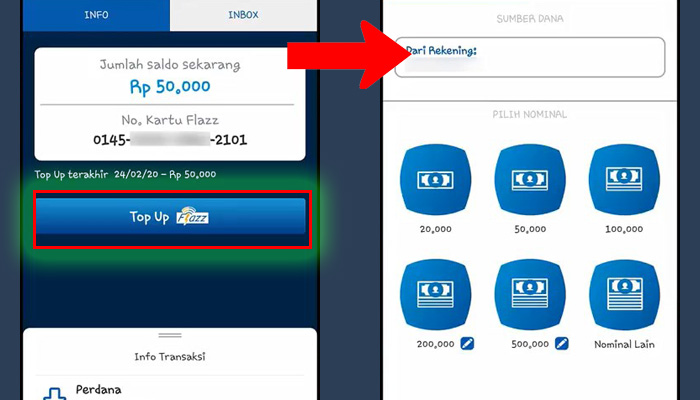 bca mobile top up flazz - nominal