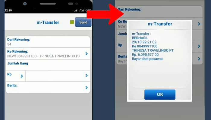 bca mobile transfer ke traveloka