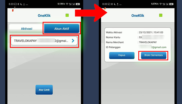 bca oneklik akun aktif - blokir