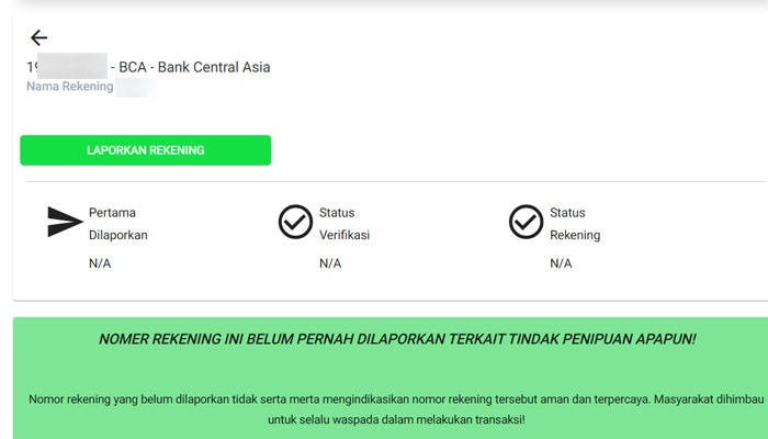 cekrekening bukan penipu