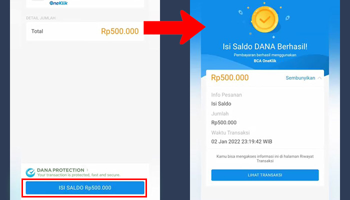 dana isi saldo oneklik berhasil