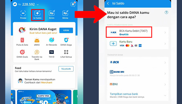 dana isi saldo oneklik