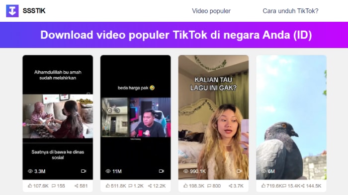 fitur ssstik io video populer