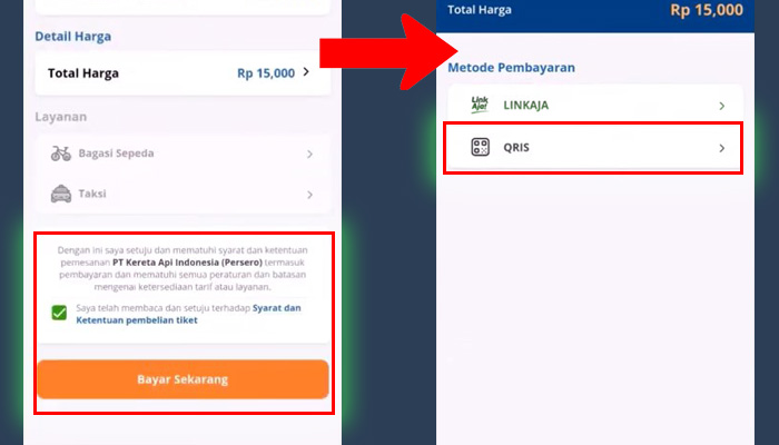 kai access bayar sekarang - qris