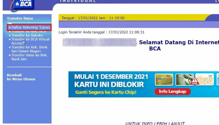 klikbca daftar rekening tujuan