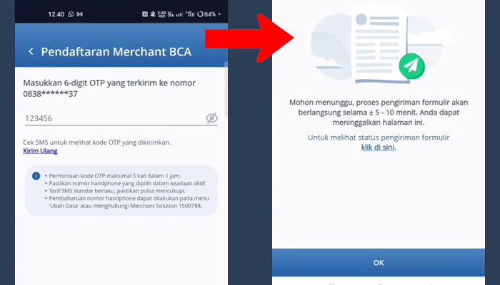 merchant bca otp - proses 15 menit