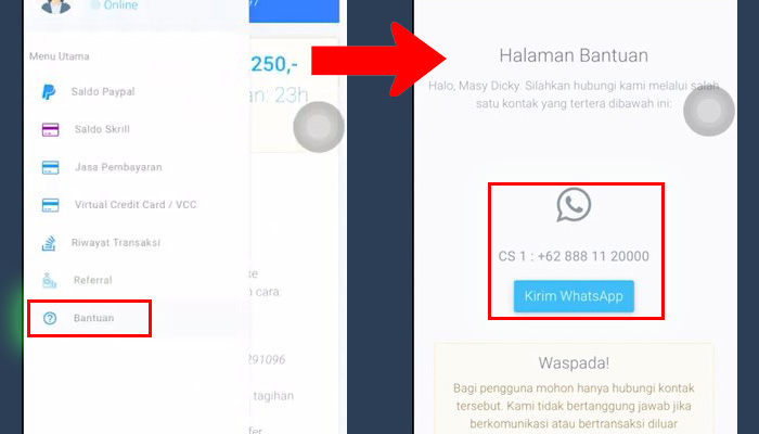 saldopp bantuan - kirim whatsapp