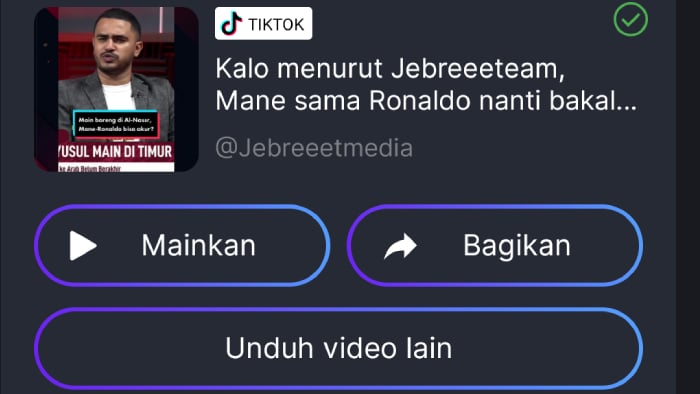 video tiktok sudah selesai didownload oleh snaptik