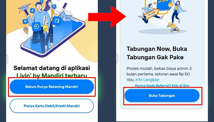 Mandiri Livin Belum Punya Rekening Mandiri - Buka Tabungan