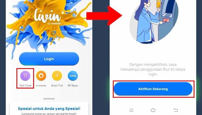 Mandiri Livin Tarik Tunai - Aktifkan Sekarang