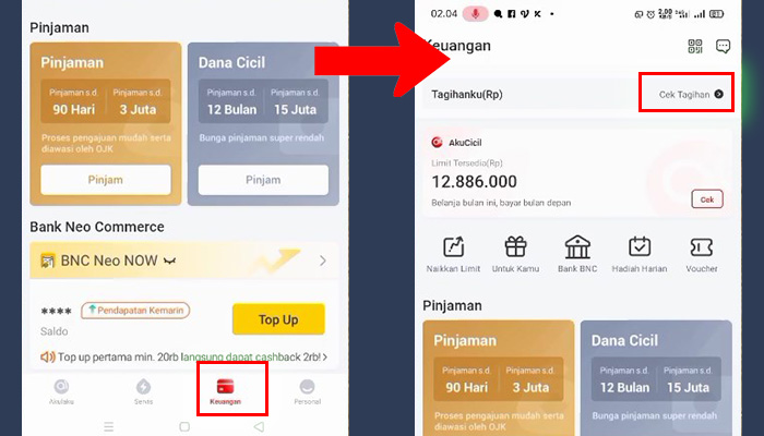 akulaku keuangan - cek tagihan