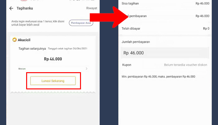 akulaku lunasi sekarang - detail tagihan