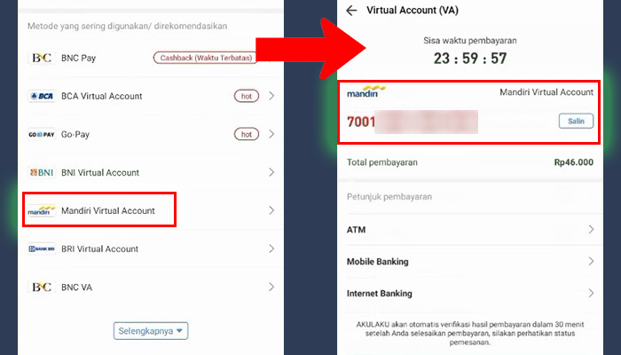 akulaku mandiri virtual account