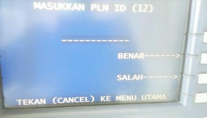 atm mandiri masukan pln id