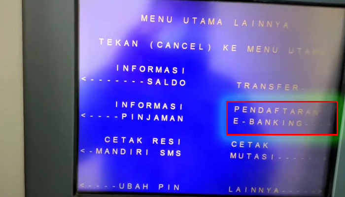 atm mandiri pendaftaran e-banking