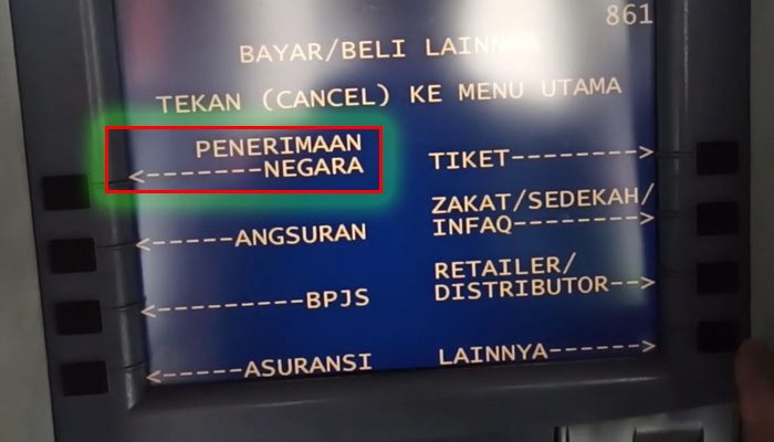 atm mandiri penerimaan negara