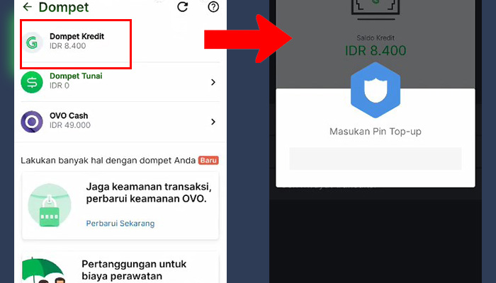 grab driver dompet kredit - masukan pin topup