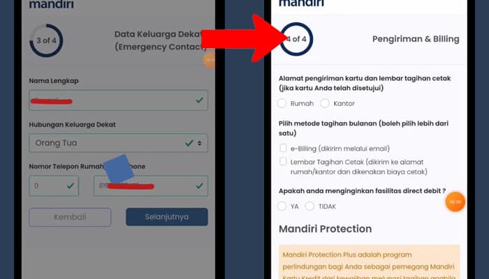 kartu kredit mandiri data keluarga dekat - pengiriman billing