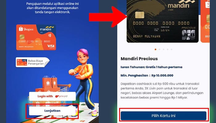 kartu kredit mandiri lanjutkan - pilih kartu ini