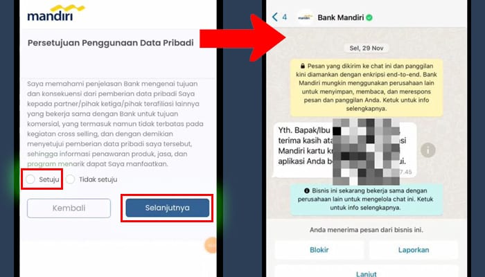 kartu kredit mandiri persetujuan data penggunaan pribadi