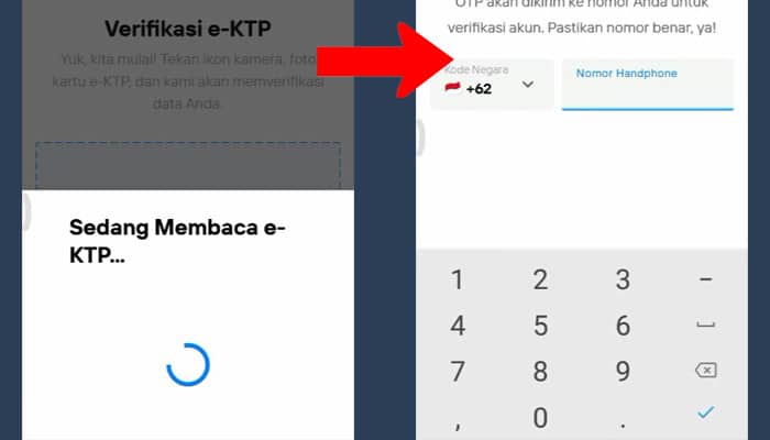 mandiri livin Scan eKTP - Nomor Handphone