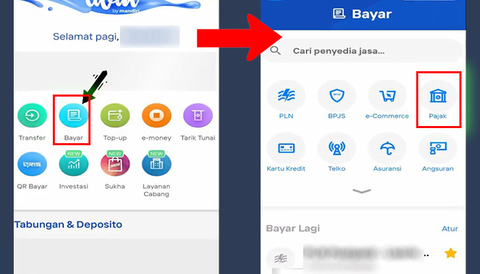 mandiri livin bayar - pajak