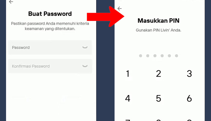 mandiri livin buat password - masukan pin