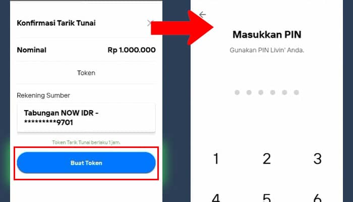 mandiri livin buat token - pin