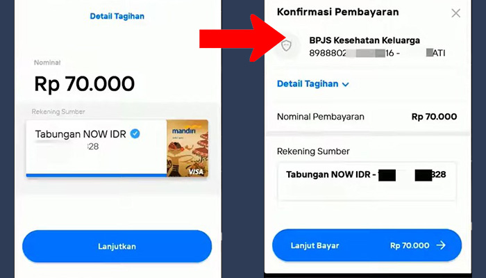 mandiri livin detail tagihan - konfirmasi pembayaran bpjs