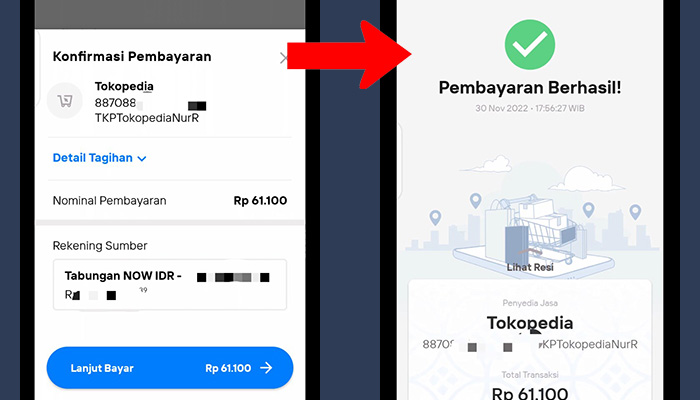 mandiri livin konfirmasi pembayaran - pembayaran berhasil ke tokopedia