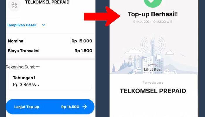 mandiri livin konfirmasi top up - top up berhasil