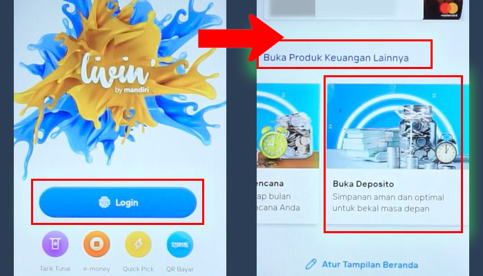 mandiri livin login - buka deposito