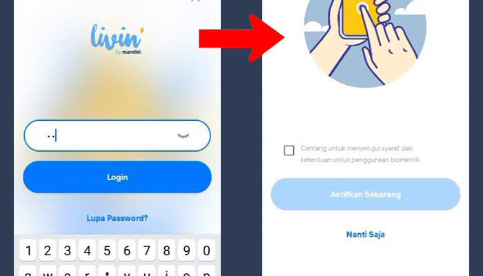 mandiri livin masukan password - aktifkan fingerprint