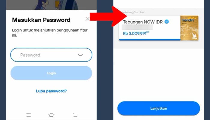 mandiri livin password login - pilih tabungan