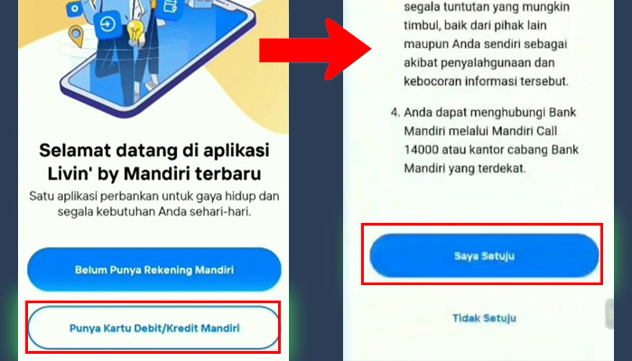 mandiri livin punya kartu debit kredit mandiri - saya setuju