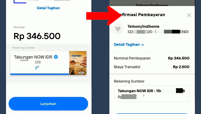 mandiri livin total tagihan - konfirmasi pembayaran