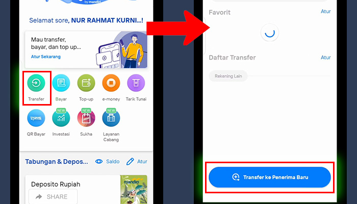 mandiri livin transfer - transfer ke penerima baru