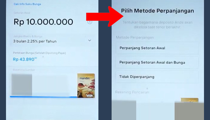 mandiri living deposito setoran - perpanjangan