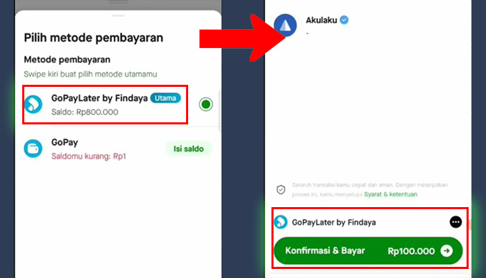 akulaku gopay paylater - konfirmasi dan bayar