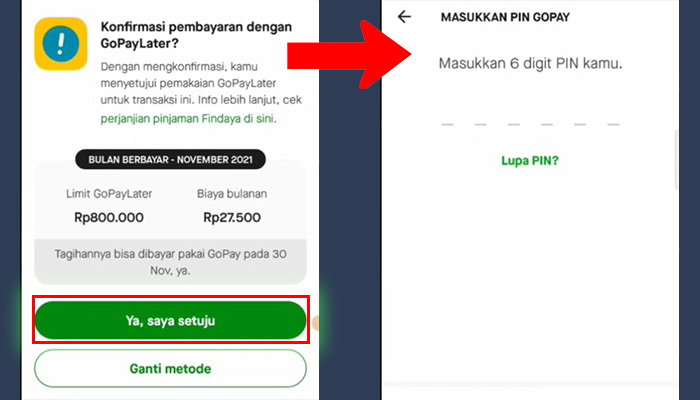 akulaku konfirmasi ya saya setuju - pin gopay