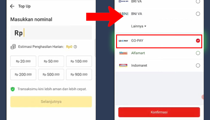 akulaku masukan nominal - gopay