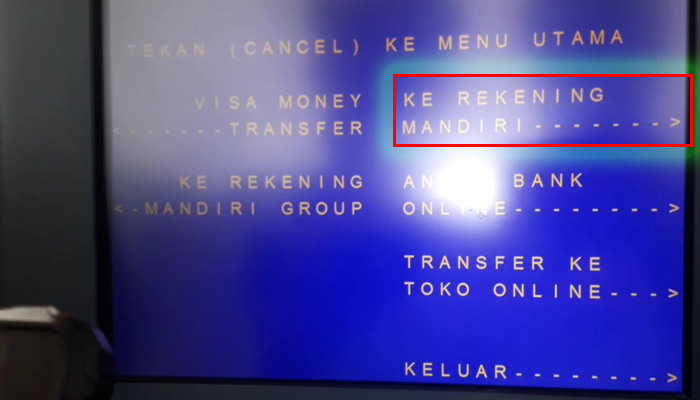 atm mandiri ke rekening mandiri