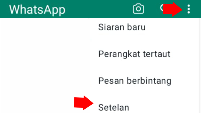 buka whatsapp tap tiga titik vertikal tap setelan