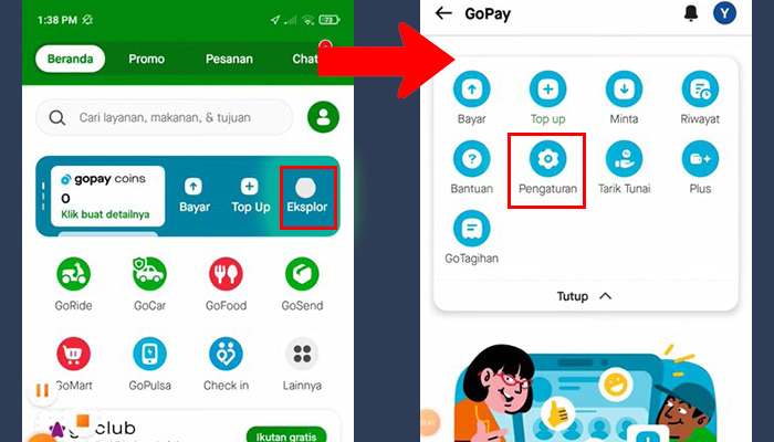 gopay eksplore - pengaturan