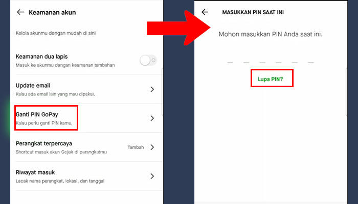 gopay ganti pin gopay - lupa pin