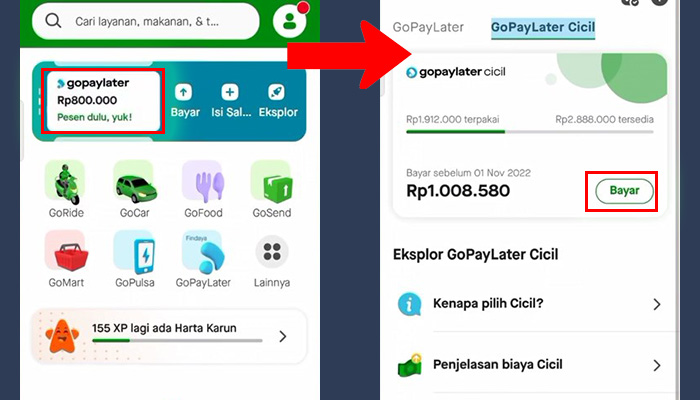 gopay gopaylater - bayar