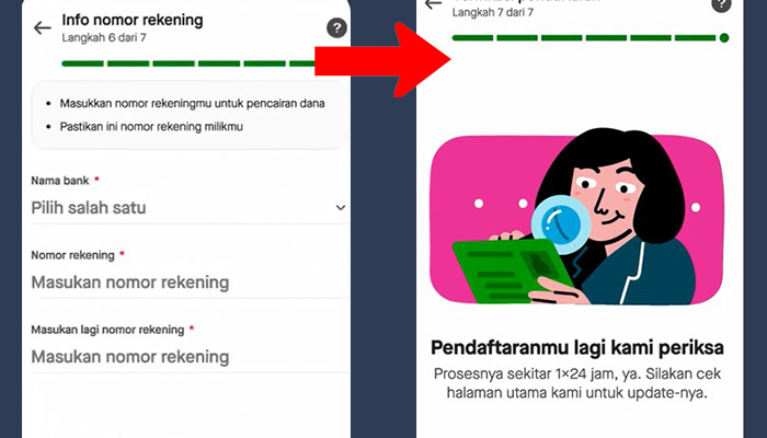 gopay gopaypaylater info rekening bank - pendaftaran lagi diperiksa